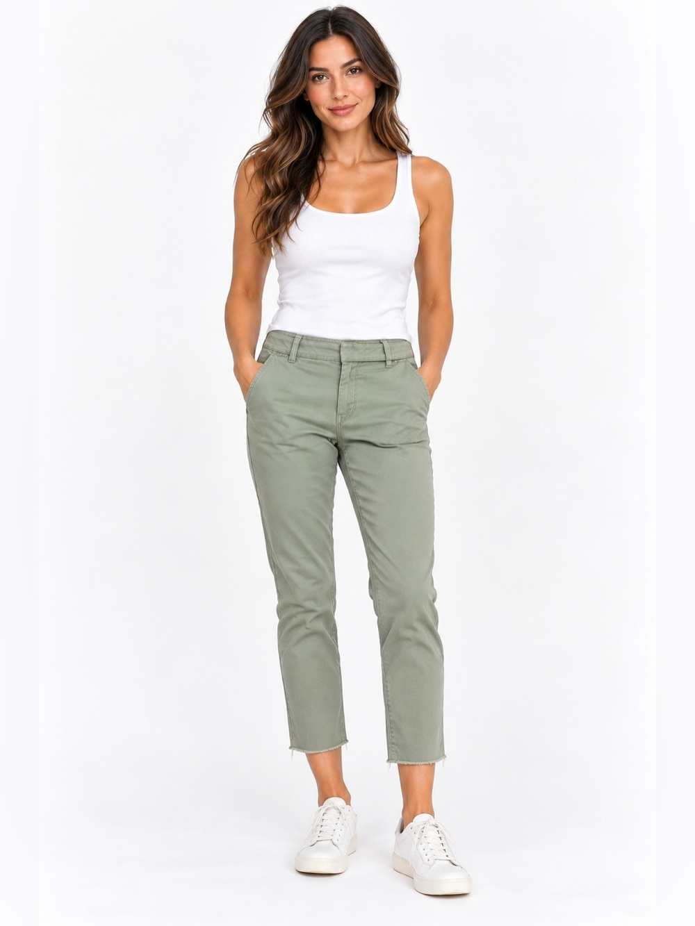 Frank & Eileen Wicklow Italian Chino Sage Green Cropped Pants Size 0